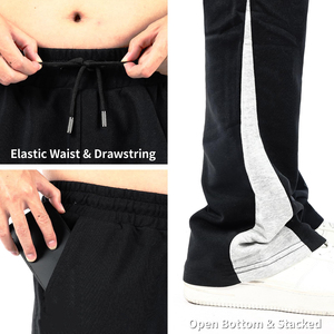 Pantalon de survêtement décontracté pour homme, coupe évasée, taille mi-haute, motif droit et cordon de serrage, service OEM disponible, pantalon homme délavé - Product Image 6