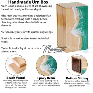 โกศไม้บีชวูดพร้อมลายคลื่นเรซิ่นสีเขียว – กล่องใส่เถ้ากระดูกสำหรับคนที่คุณรัก - Product Image 4