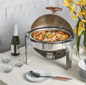 Juego de 2 calentadores de comida redondos premium para buffet, ideales para catering, al mejor precio - Product Image 1