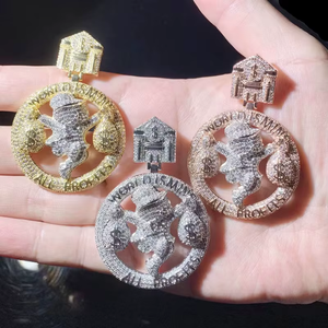 Iced Out <b>World</b> Pendant Diamond <b>Globe</b> Medallion Micro Pave Hip Hop Jewellery Gold Silver Rose Bling Charm - Product Image 2