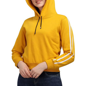 Sudadera con Capucha para Mujer, Color Amarillo Mostaza, Corte Regular, Tejido de Algodón, Estilo Casual para Otoño, Manga Larga, Color Sólido - Product Image 4