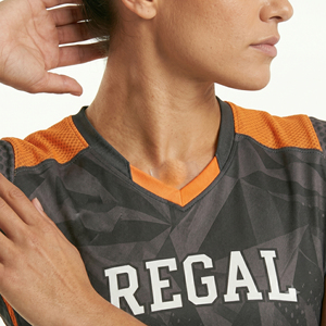 เสื้อวอลเลย์บอลแบบกำหนดเองสำหรับผู้ชายและผู้หญิง เสื้อวอลเลย์บอล Regal แบบยูนิเซ็กซ์ คอวี แขนตัดเย็บพิเศษ ลายพิมพ์แบบ Sublimation - Product Image 5
