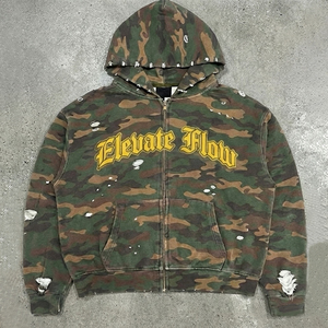 Sudadera con capucha y cremallera completa Elevate Flow Camouflage para hombre, estilo urbano, de algodón, con bolsillos frontales con cremallera, para otoño - Product Image 3