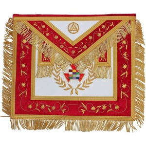 Tablier maçonnique en cuir personnalisé avec logo brodé et couleur au choix - Décoration de perles de style vintage de haute qualité - Product Image 1