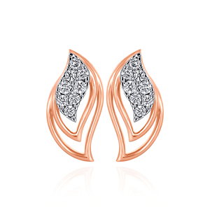 Pendientes de Diamantes Silken Curve en Oro Rosa, Corte Brillante Redondo, Pendientes de Lujo para Mujer para Uso Diario - Product Image 1