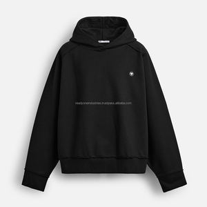 Vente en gros 400 Gsm sweat à capuche en coton épais pour hommes logo brodé personnalisé en vrac sweats à capuche surdimensionnés en éponge française sans ficelle hiver - Product Image 4