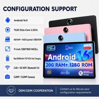 Tablet PC Android 16 Portabel 11 Inci Pengisi Daya Cepat Incell Tab Tablette T620 Octa Core 2.2GHz 20GB+128GB Baterai 8000mAh WiFi 5G