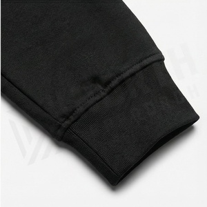 Ensemble de survêtement noir à capuche pour homme, sweat-shirt zippé et pantalon de jogging, tenue de sport décontractée, couleur unie, respirant, en polyester, pour l'automne - Product Image 6