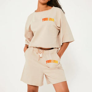 Ensemble short 2 pièces 100 % coton de haute qualité, t-shirt court oversize et short, séchage rapide, best-seller, service OEM - Product Image 1