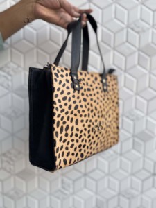 <b>Unique</b> Designer Women's Hair On Hide Leather Small Tote Bag Handmade Animal Leather Western Style Real Leather Fashionable Bag - Product Image 2