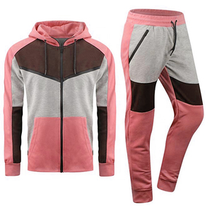 Blank 400 <b>GSM</b> 100% Cotton Fleece Heavyweight Sweat Suit Custom logo Tracksuit <b>Hoodies</b> Zipper and Jogger Set for Men Training - Product Image 4
