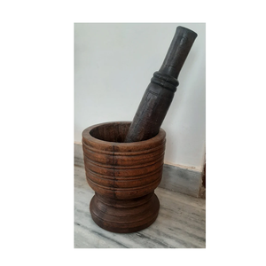 Outil de cuisine écologique naturel, moulin manuel traditionnel, ensemble de 144 pièces, mortier et pilon en bois pour écraser les épices et les herbes - Product Image 4