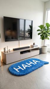 Tapis en laine tufté à la main avec motif textuel HAHA de qualité supérieure, tapis d'appoint doux et moelleux antidérapant, tapis décoratif moderne pour la décoration de la maison - Product Image 3