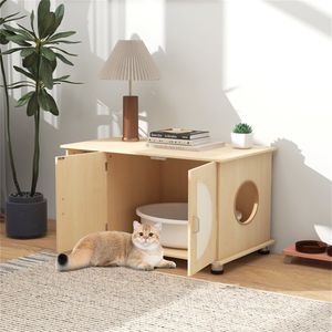 32\" <b>Cat</b> Litter <b>Box</b> Enclosure Durable ABS Material Rectangle Automatic Cleaning Sisal Scratching Doors Adjustable Metal Feet - Product Image 5