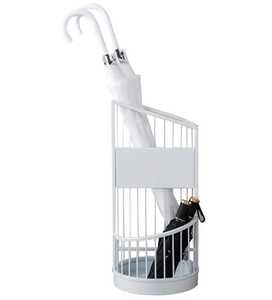 Porte-parapluie et porte-bâtons demi-rond moderne en métal blanc Skies Trader, gain de place pour l'entrée - Product Image 1