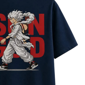 T-shirt graphique oversize pour homme, col rond, manches courtes, imprimé anime au dos, coupe ample, streetwear décontracté, vêtement de mode personnalisé - Product Image 6