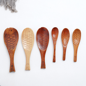 Creative Multifunctional Home Kitchen Utensils Non-Stick Fish Shaped <b>Spoon</b> Tableware Hand-<b>Carved</b> Wooden Rice Paddle - Product Image 3