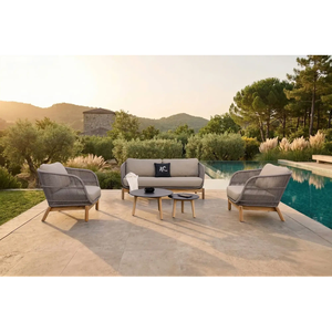 Sofá de Jardín COVE de Alta Gama, Diseño Minimalista en Teca y Ratán, Ideal para Proyectos de Villas - Product Image 1
