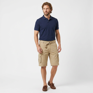 Shorts pour hommes, couleur unie, taille mi-haute, séchage rapide, polyester, décontractés, style Bermuda, avec poches, fermeture boutonnée - Product Image 3