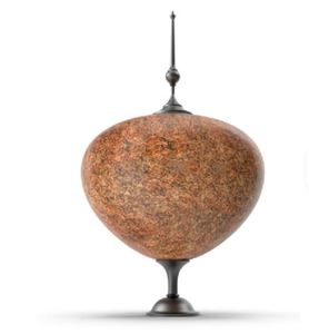 <b>Rustic</b> Round Stone Tabletop Vase Handmade Decorative Urn with Metal Finial Top - Product Image 2