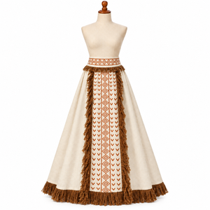 Tribal Embroidered <b>Maxi</b> <b>Skirt</b> Ethnic Fringe Tassel Hem Bohemian Wide Flowing Beach Resort Vacation Summer Wear | Handmade Styles - Product Image 1