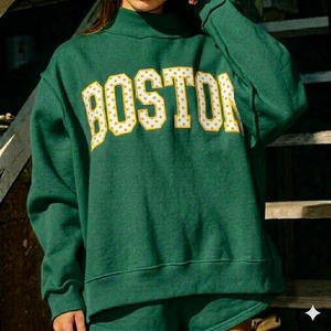 Women's Oversized Pullover Drop Shoulder Mock Neck Sweatshirt Polyester/Cotton Fleece Embroidered OEM Service Available - Product Image 2