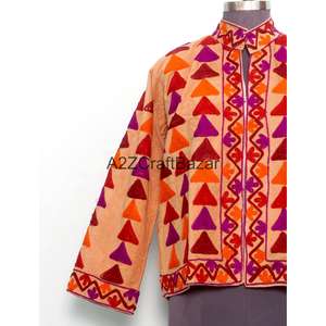 Veste Cotrise vintage brodée et embossée faite à la main, écologique, respirante, séchage rapide, doublure en coton, col mandarin - Product Image 2