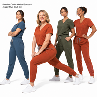 Uniforme d'infirmière unisexe en tissu Spandex/Polyester, anti-plis, avec logo personnalisé, poche latérale, coupe jogger et col mandarin