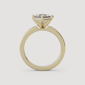 Anillo de compromiso de diamante cultivado en laboratorio con corte rombo, oro macizo auténtico de 14k y 18k, solitario de 3.00 quilates con engaste de canal y banda de boda tipo baguette para mujer - Product Image 4
