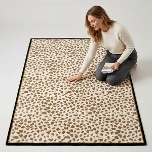 Tapis rectangulaire abstrait en laine Krafterscustom, moelleux, tufté, lavable, avec envers antidérapant en polypropylène, pour salon, gris - Product Image 1