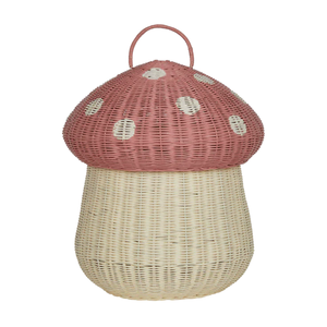 Panier de rangement en rotin avec couvercle en forme de champignon pour chambre d'enfant, bac à linge, organisateur en osier, mobilier de chambre d'enfant, vente en gros - Product Image 1