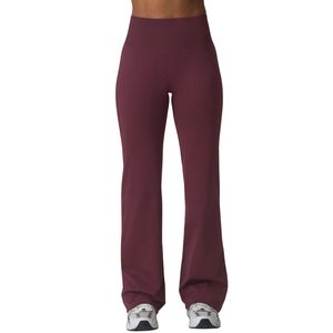 Pantalones de yoga acampanados de cintura alta para mujer, personalizados al por mayor, leggings elásticos de fitness con efecto levantamiento de glúteos, de malla, lisos, de pierna ancha, para entrenamiento y gimnasio. - Product Image 4