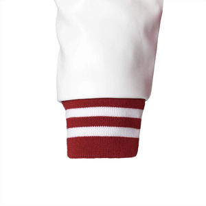 Veste universitaire streetwear pour garçons, couleur bordeaux, manches blanches, style bomber, fermeture à boutons, en promotion - Product Image 6