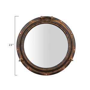 Espejo de Pared con Forma de Ojo de Buey Náutico – Espejo de Metal Vintage con Diseño de Ventana de Barco para Decoración de Hogares Costeros y Baños - Product Image 2