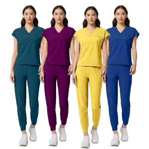 Wholesale Fashion Jogger <b>Scrub</b> <b>Sets</b> Hospital Medical Nursing Uniforms Cotton Polyester Fleece Fabric High Quality Customized - Product Image 2