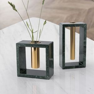 New Arrival White Marble Gold Base Flower Vase Luxury Decorative Accent For Modern Home Decor - Product Image 4