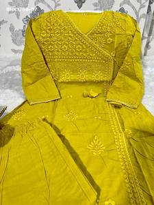 New Arrival Cotton 60*60 with Chickankari Thread work Angrakha <b>Kurti</b>-Pant Collection Woman Fashion Exporter Indian Supplier - Product Image 4