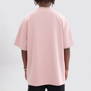 เสื้อยืดผู้ชายไซส์ใหญ่ สีชมพู ผ้าฝ้าย แขนสั้น คอกลม ทรงพอดีตัว สีพื้น - Product Image 3