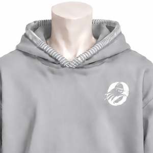 Silver Stitched Border Distressed Pullover <b>Hoodie</b> <b>Oversized</b> Sweatshirt Contrast <b>Stitch</b> Kangaroo Pocket Modern Casual Street - Product Image 3
