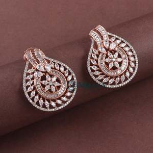 Haylen Designer Gold-Plated Zircon Pendant Earring Set for Bridal Wedding Festival - Product Image 3
