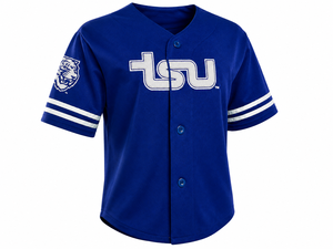 Camiseta de Béisbol Azul Personalizada al por Mayor – Camisa Deportiva de Manga Corta con Botones Delanteros para Equipo Tiger, Marca Privada OEM - Product Image 3