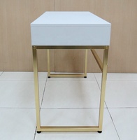 Bureau d'ordinateur blanc moderne et simple Top Home avec 2 tiroirs, structure en panneau de particules et tubes métalliques, pour étude, 106x48x78.5cm SCE PCD-191