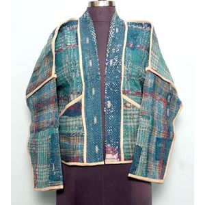 <b>Lightweight</b> Knitted Bohemian Kantha Reversible Eco-Friendly <b>Jacket</b> Colorful Handmade Embroidered Cotton for <b>Women</b> Winter <b>Summer</b> - Product Image 1