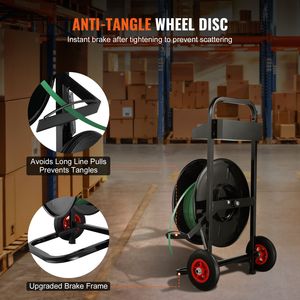 Carrello Manuale per Bobine di Reggiatura in PET/PP/Fibra, Dispenser per Reggiatura Resistente con Nucleo da 8 Pollici e Funzione Antiscivolo - Product Image 4