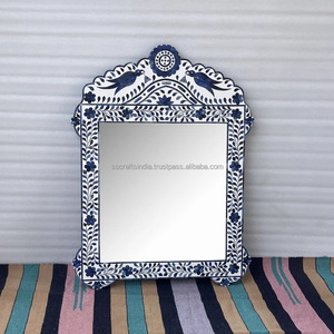 Miroir mural incrusté d'os de style antique le plus vendu pour le salon ou la chambre à coucher disponible au prix d'usine en provenance d'Inde - Product Image 3