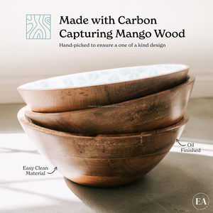 Top vendeur tendance personnalisé grand bois de manguier Boho saladier ensemble écologique fabriqué à la main 3 pièces serveurs fête mélange de fruits - Product Image 3