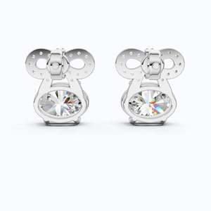 ต่างหูเพชรทรงรีสีเหลืองทอง 10KT เพชรเลี้ยงในห้องปฏิบัติการ ประดับด้วยวงแหวนเพชร รับรองโดย IGI เหมาะสำหรับเป็นของขวัญหมั้นและงานแต่งงาน เครื่องประดับชั้นดี - Product Image 2