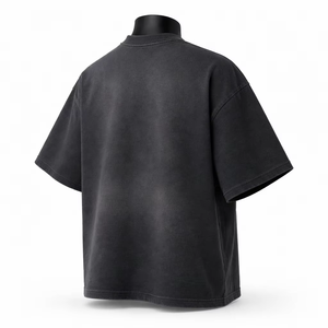 Oversize Cropped Blank T-Shirt Men Essential Acid Washed <b>Plain</b> <b>Black</b> Summer Streetwear Cotton Custom Logo <b>Tshirt</b> - Product Image 3