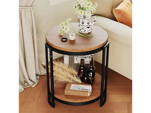 Mesa de Noche Moderna de 2 Niveles de Madera Maciza de Mango, Mesa Auxiliar con Almacenamiento, 2 Cajones, Hecha a Mano, para Dormitorio o Sala de Estar, Novedad 2026 - Product Image 3