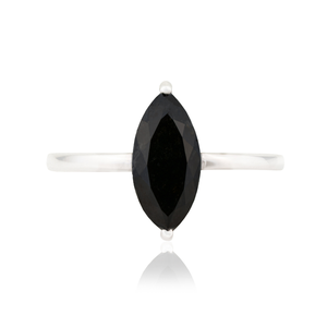 Anillo Solitario de Diamante Negro con Corte Marquesa y Engaste de Puntas, Oro Blanco Sólido de 14K, Novedades, Bajo MOQ, Joyería de Moda, Gran Venta, Proveedor - Product Image 1